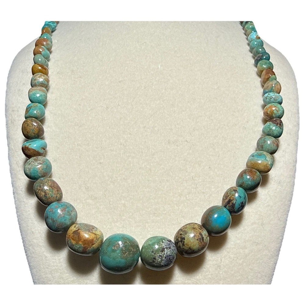 Jay King Turquoise Sterling Silver Graduated Irregular Bead 20" Necklace J14-12 - Picture 2 of 4